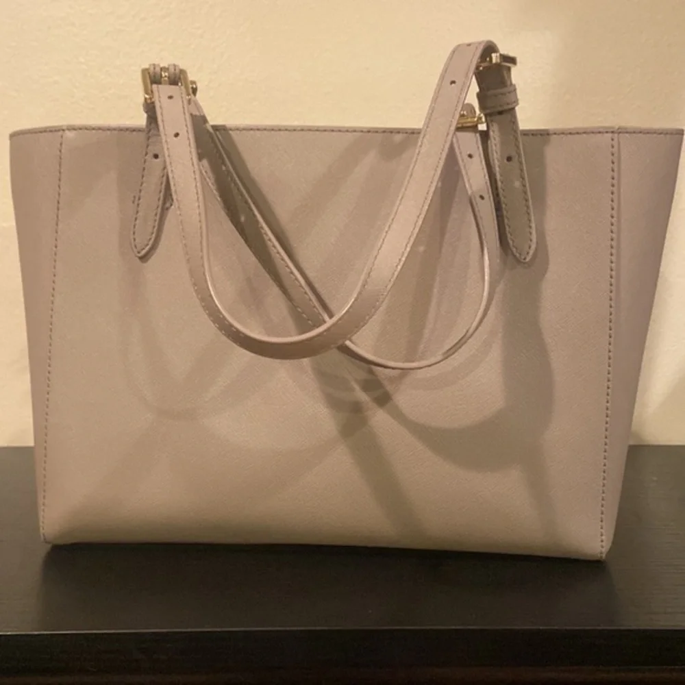 Tory Burch Light Taupe Saffiano Leather Tote